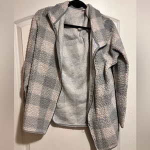 Blue & White Plaid Zip Up